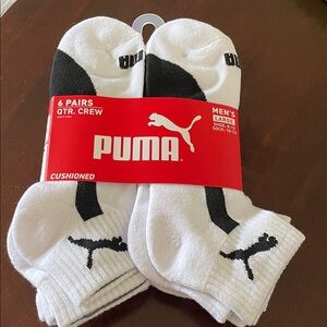 Puma Men's Black and White Cushioned Quarter Crew Socks